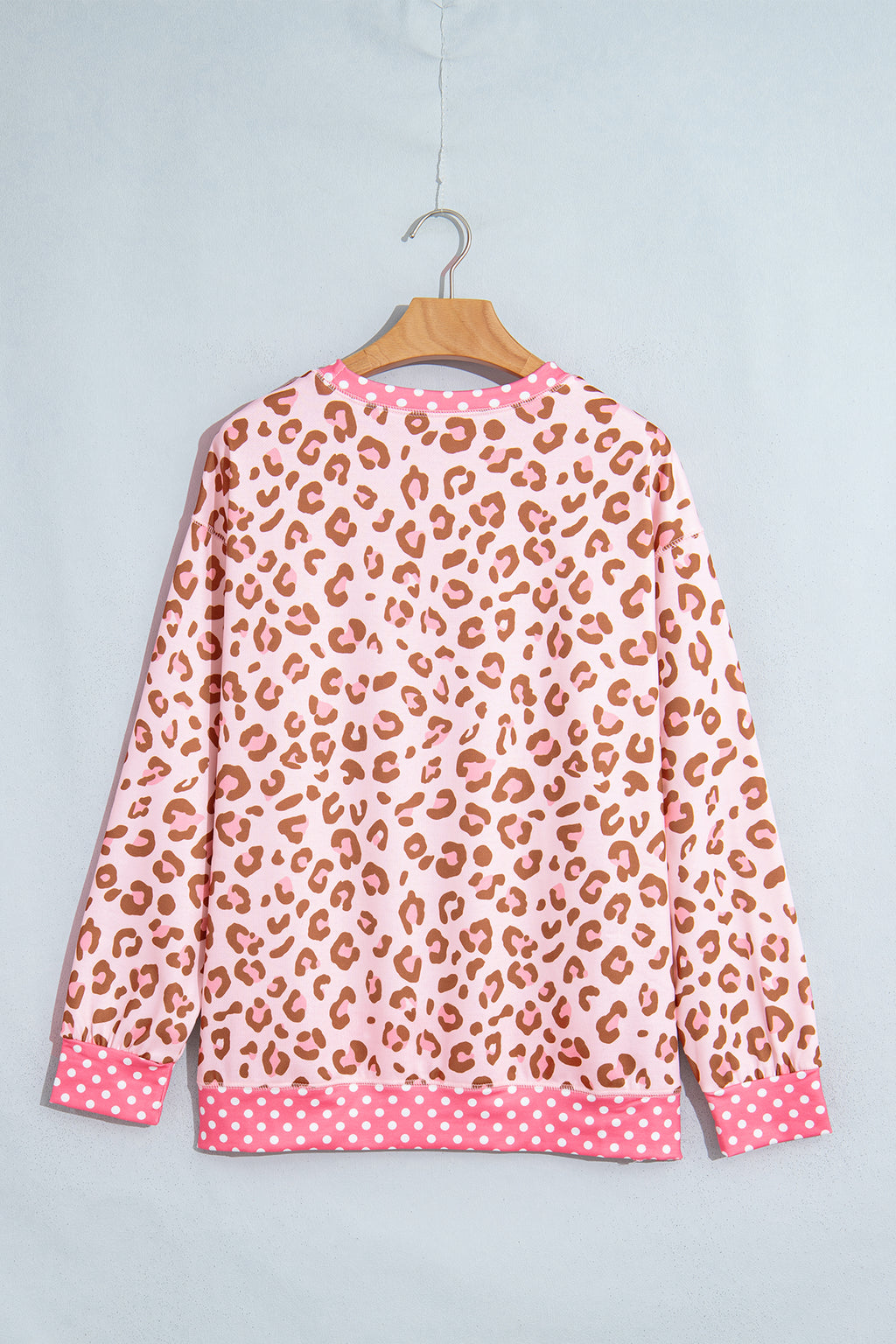 Leopard Print Contrast Trim Long Sleeve Top