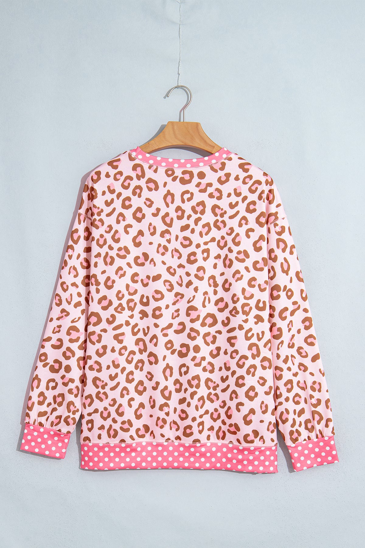 Leopard Print Contrast Trim Long Sleeve Top