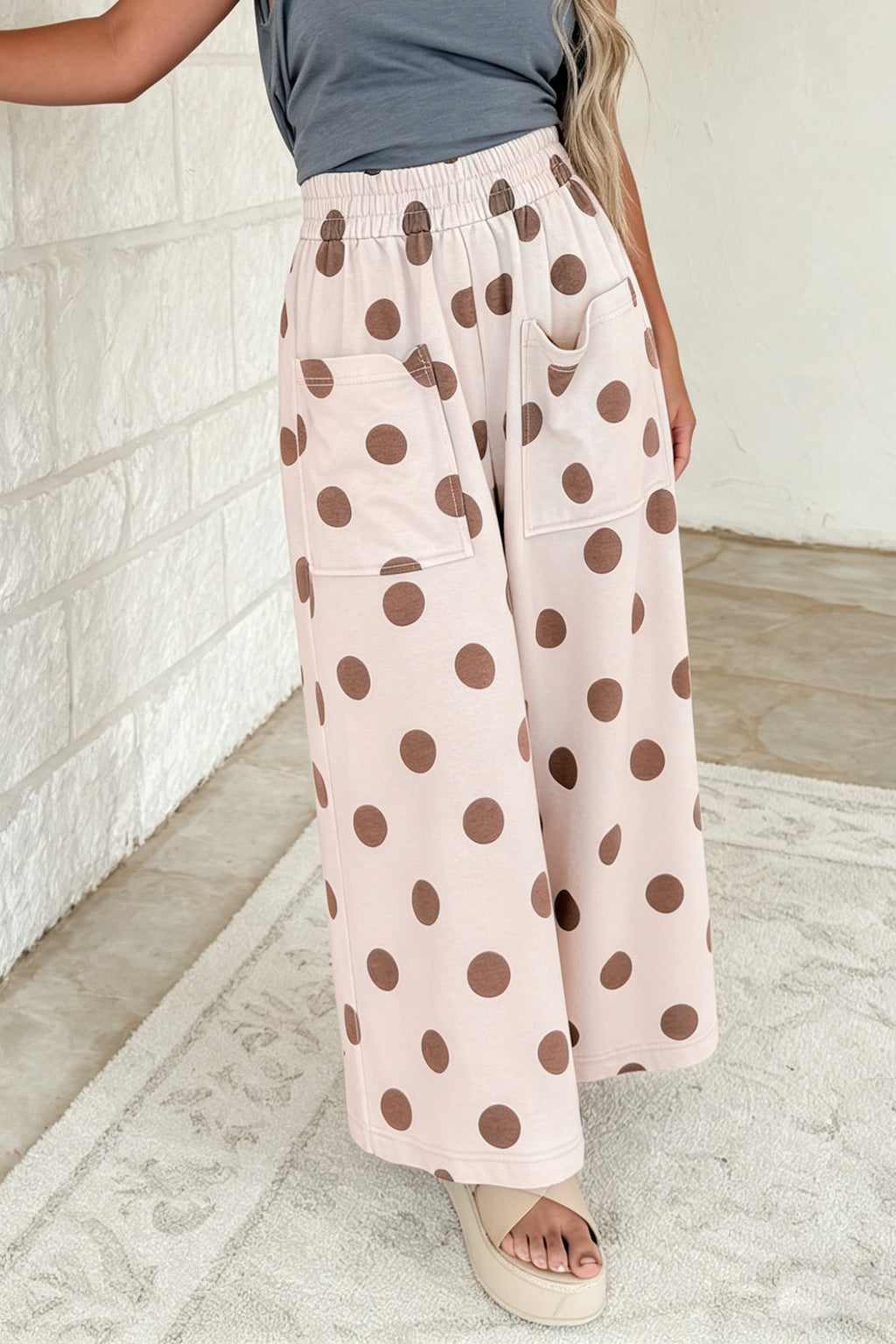Polka Dot Wide Leg Casual Pants