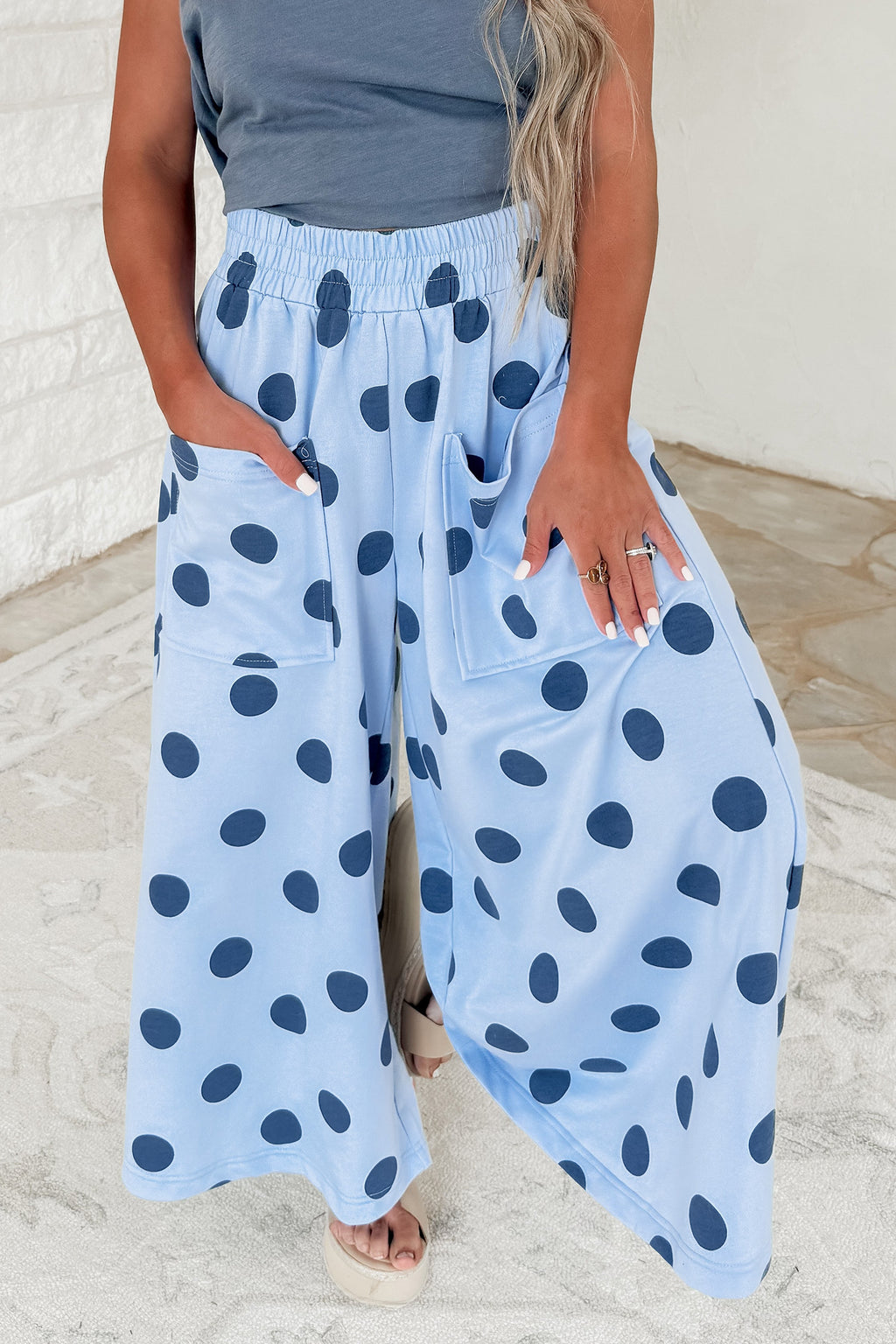 Polka Dot Wide Leg Casual Pants