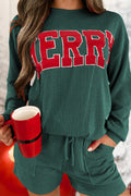 Festive MERRY Long Sleeve Top and Shorts Set