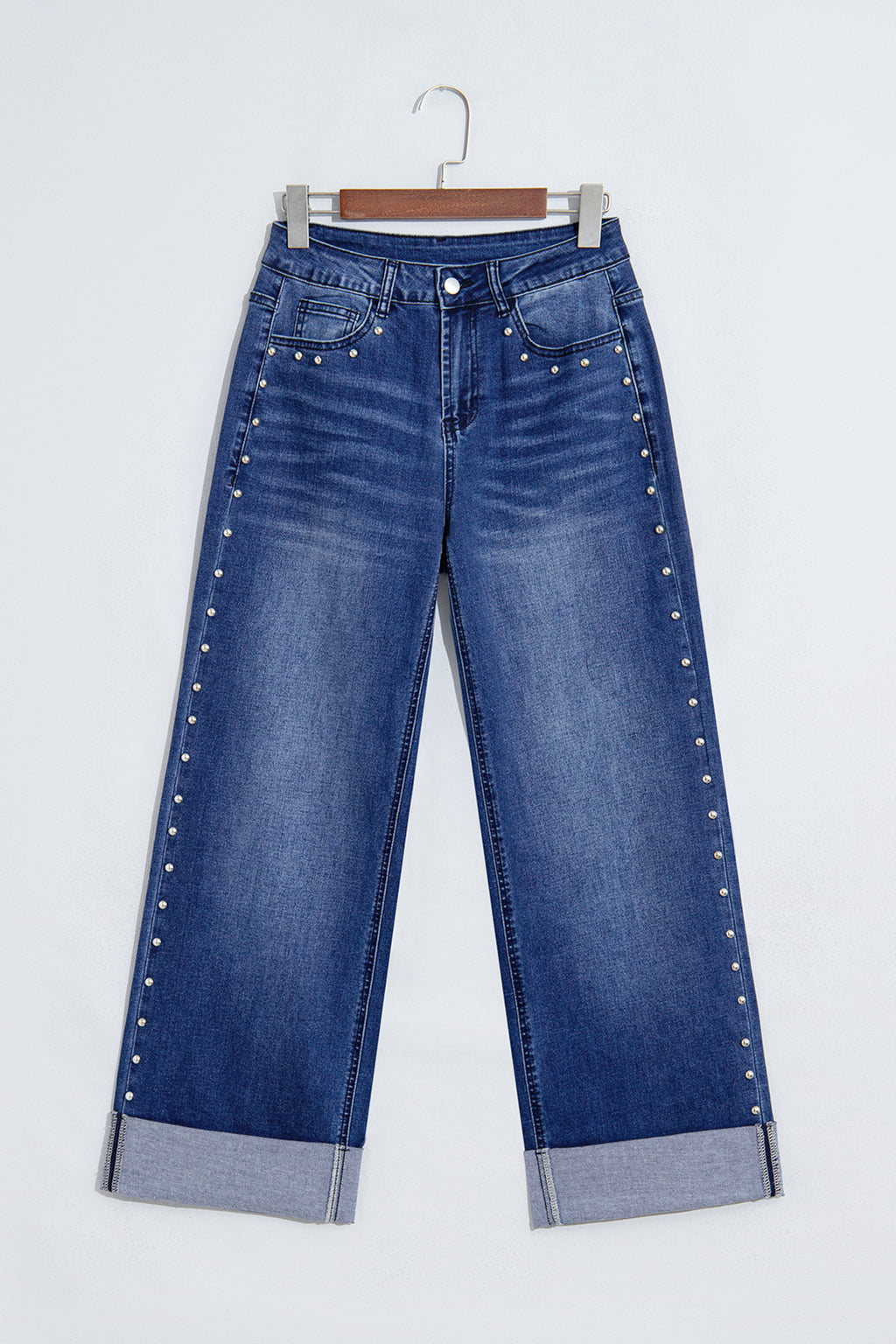 Studded Detail Loose Leg Jeans