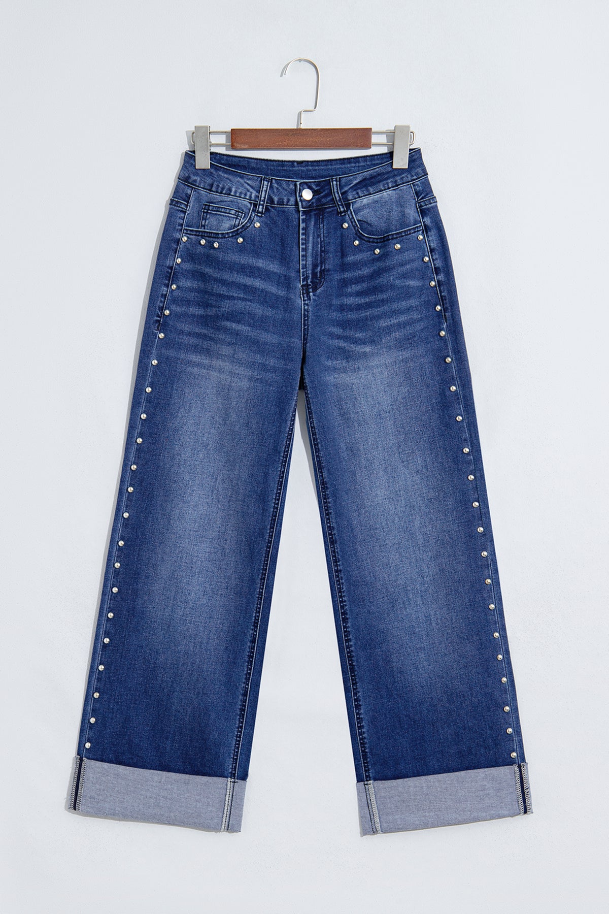 Studded Detail Loose Leg Jeans