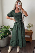Autumn Plaid Ruffle Hem Dress