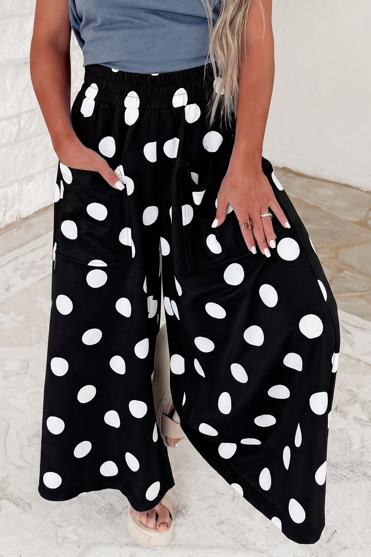 Polka Dot Wide Leg Casual Pants