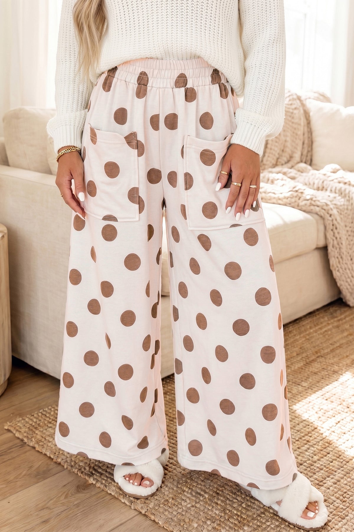 Polka Dot Wide Leg Casual Pants