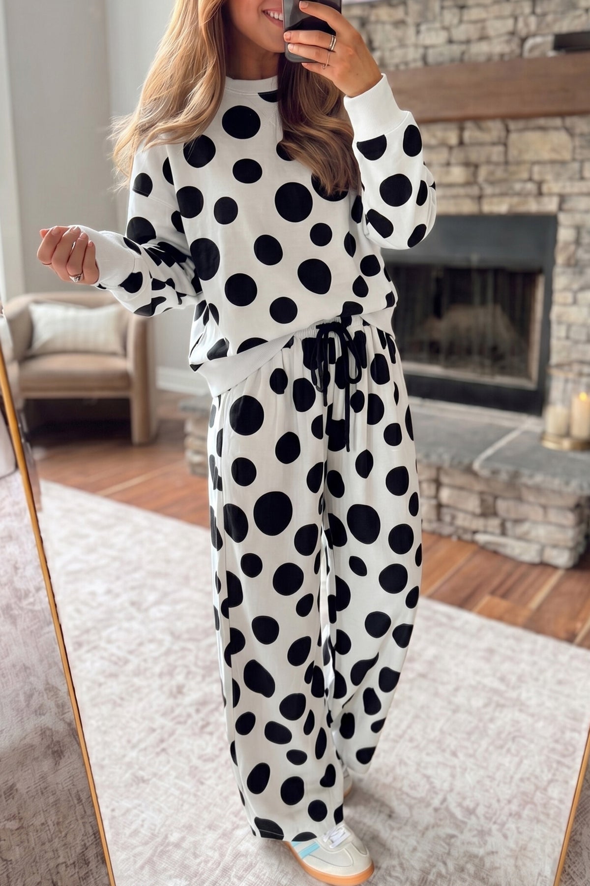 Polka Dot Relaxed Pants Set