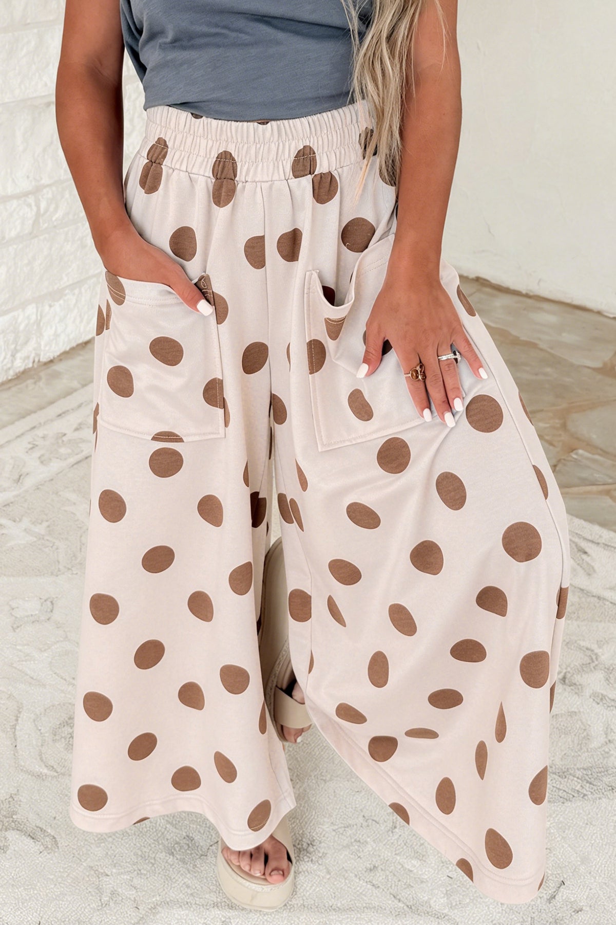 Polka Dot Wide Leg Casual Pants