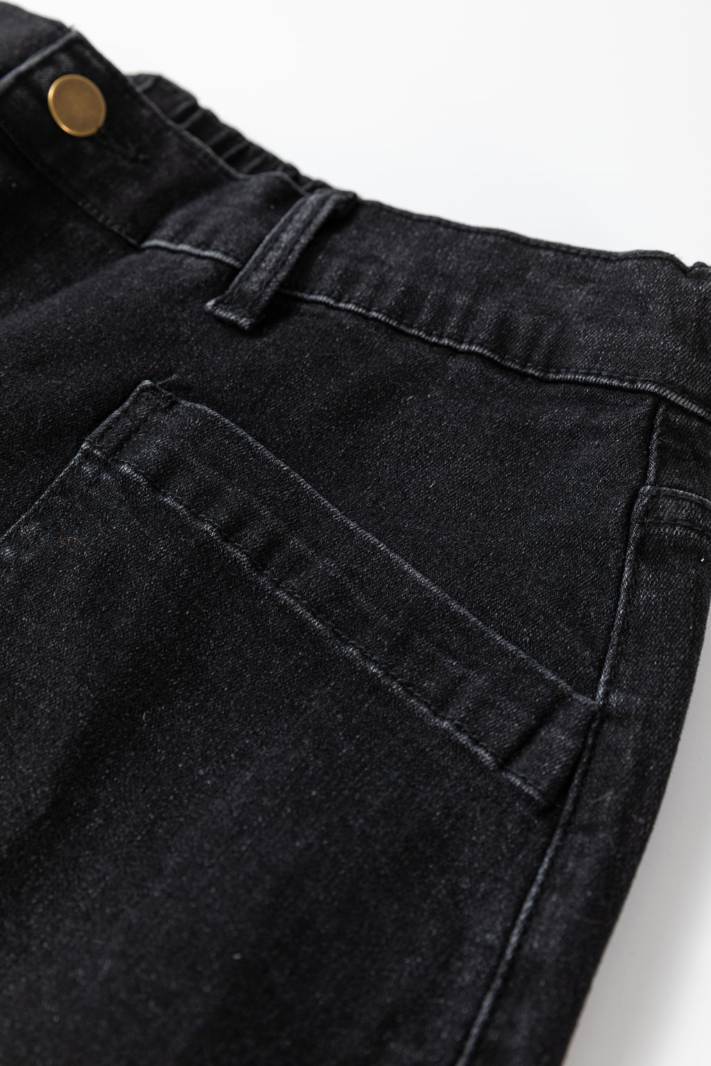 Four Leaf Clover Solid Color Square Patch Pocket Ankle-length Barrel Jeans