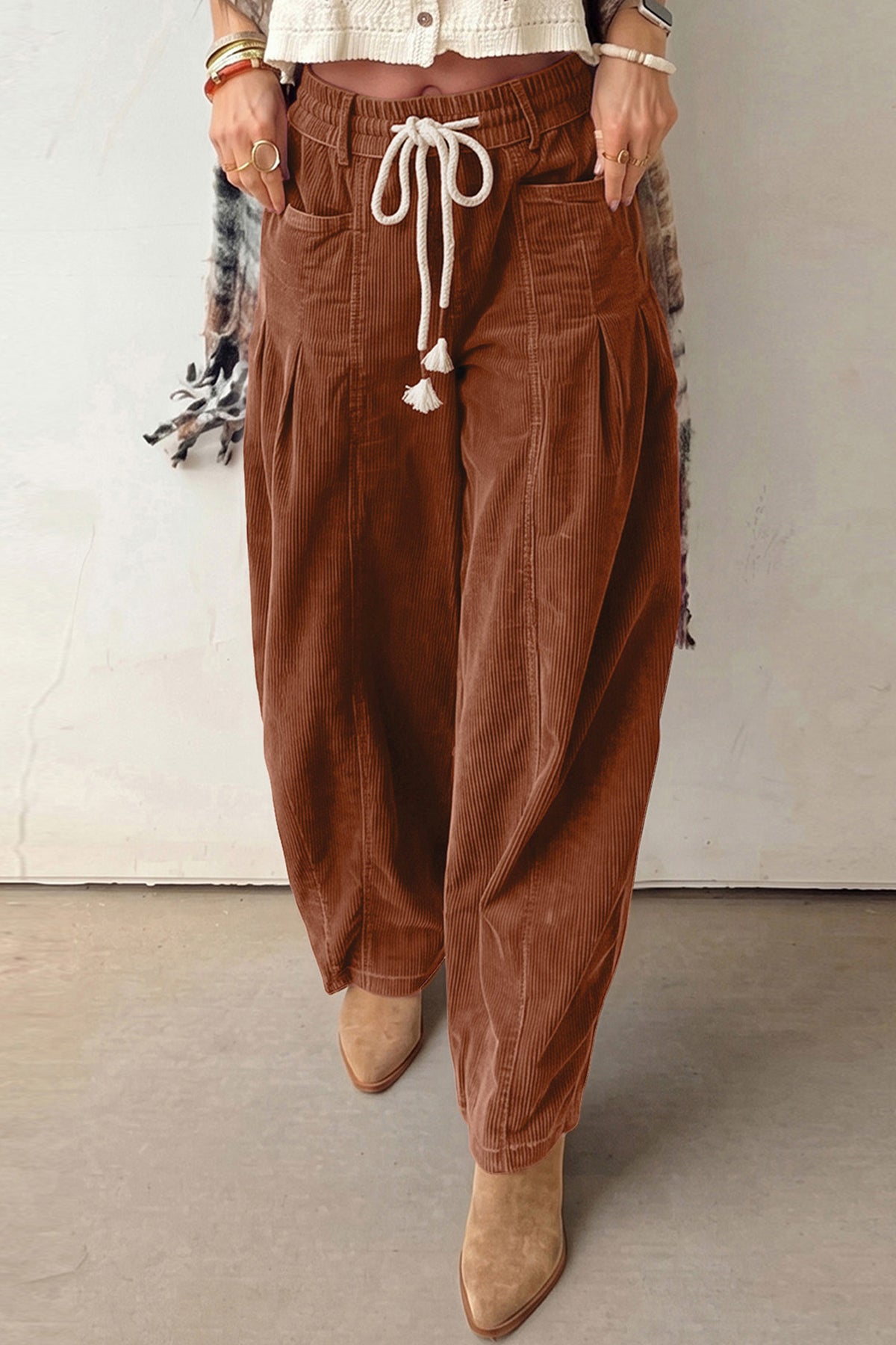 Corduroy Casual Drawstring Pants