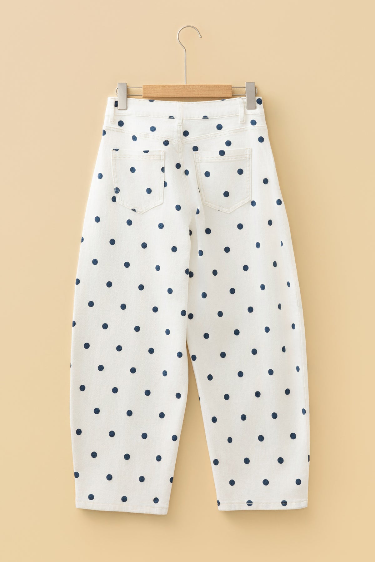 Brown Tailored Seam Polka Dot Print Barrel Casual Jeans