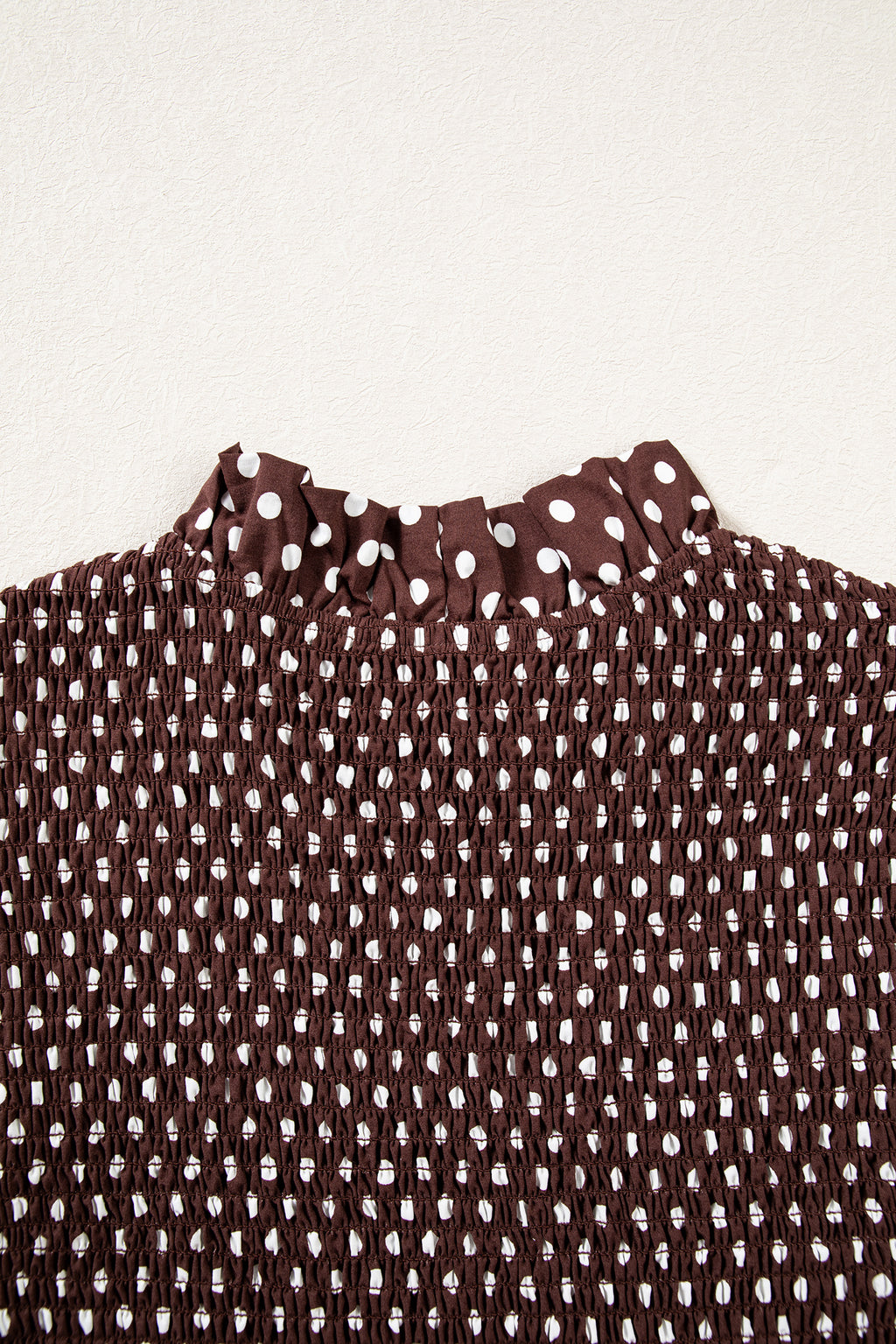 Polka Dot Ruffled High Neck Blouse