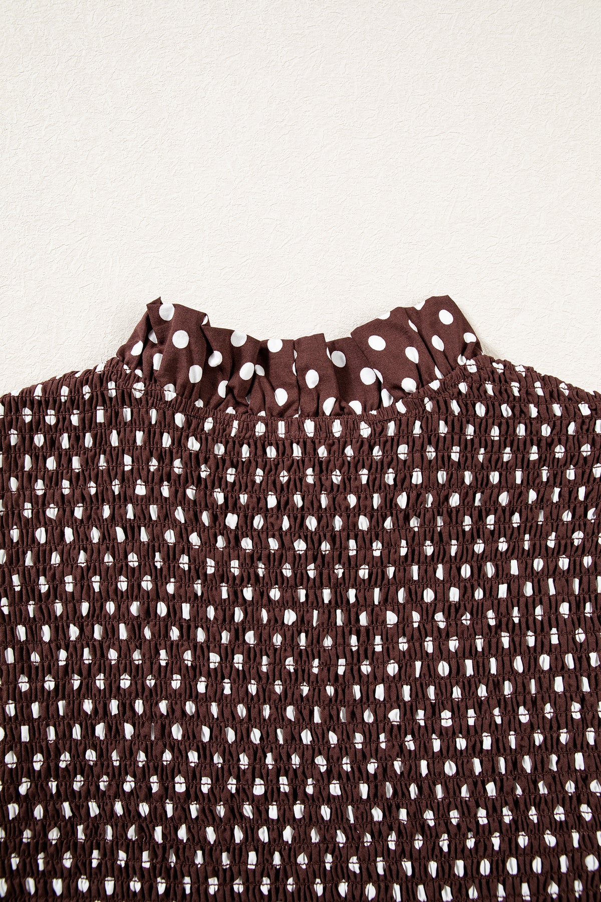 Polka Dot Ruffled High Neck Blouse