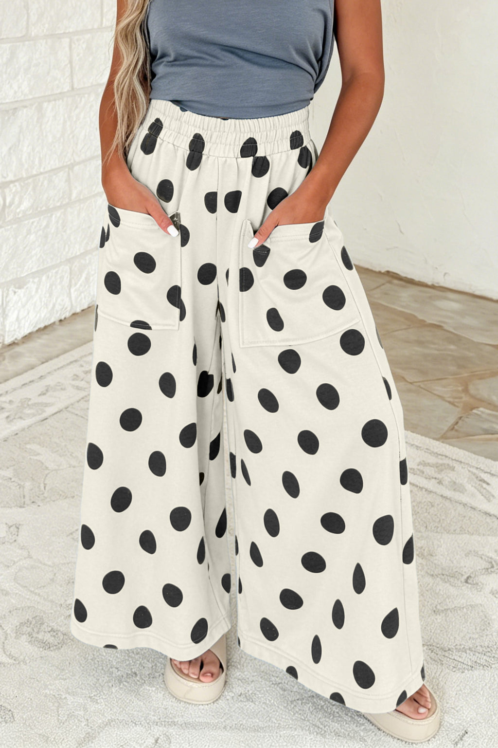 Polka Dot Wide Leg Casual Pants