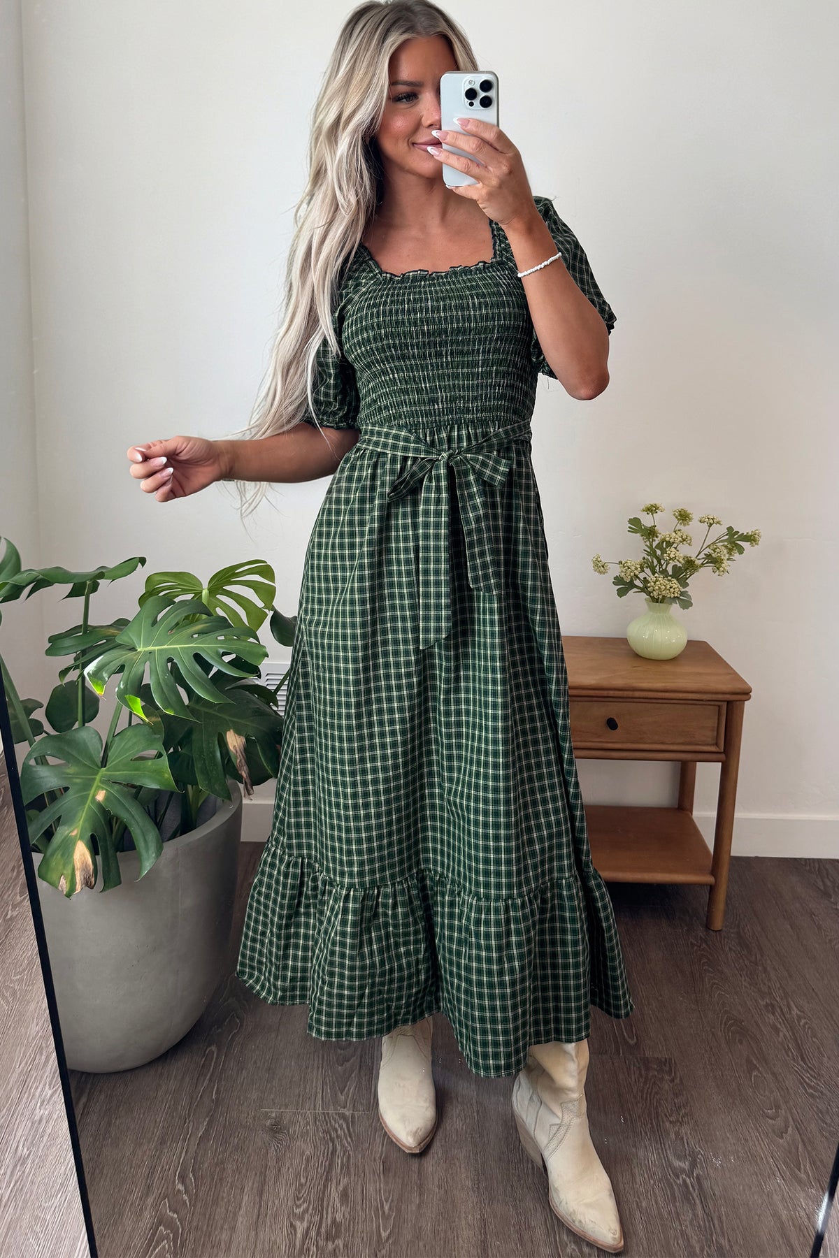 Autumn Plaid Ruffle Hem Dress