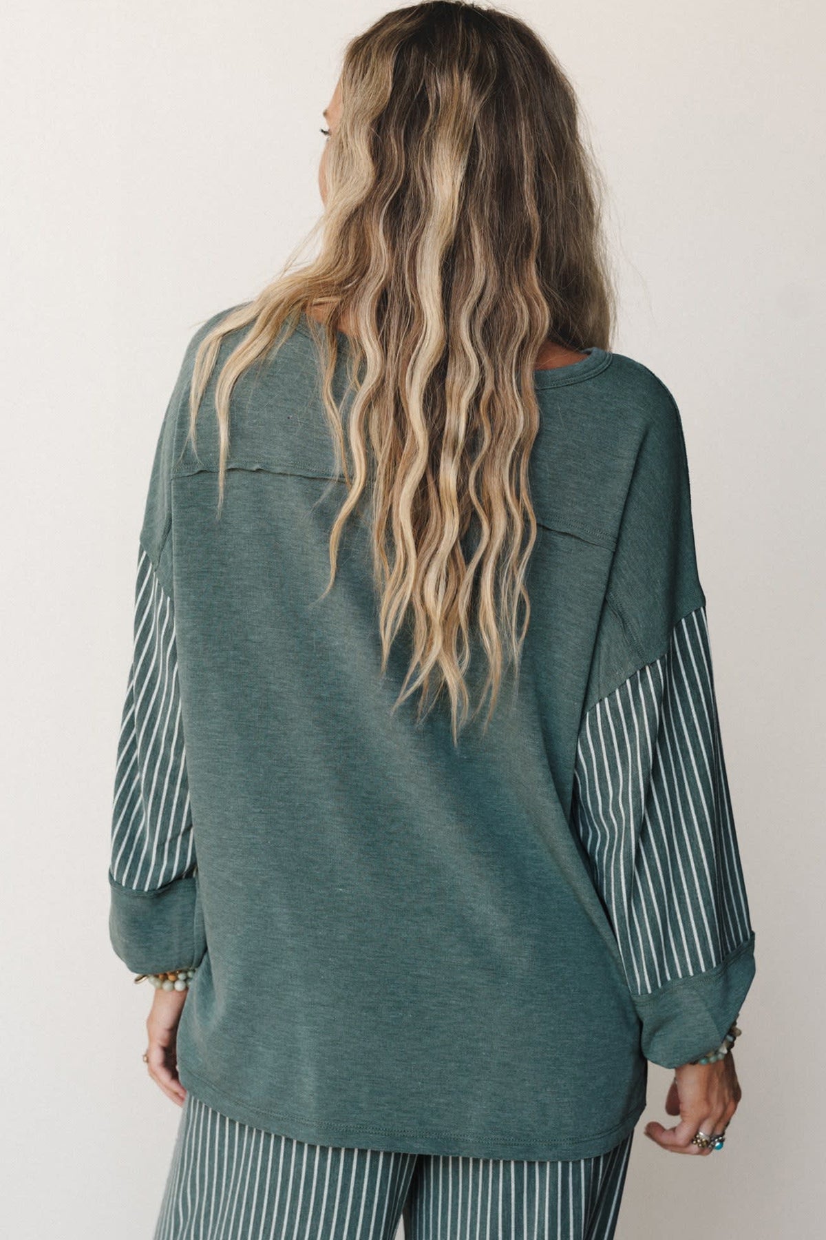 Patchwork Long Sleeve Casual 2 piece set