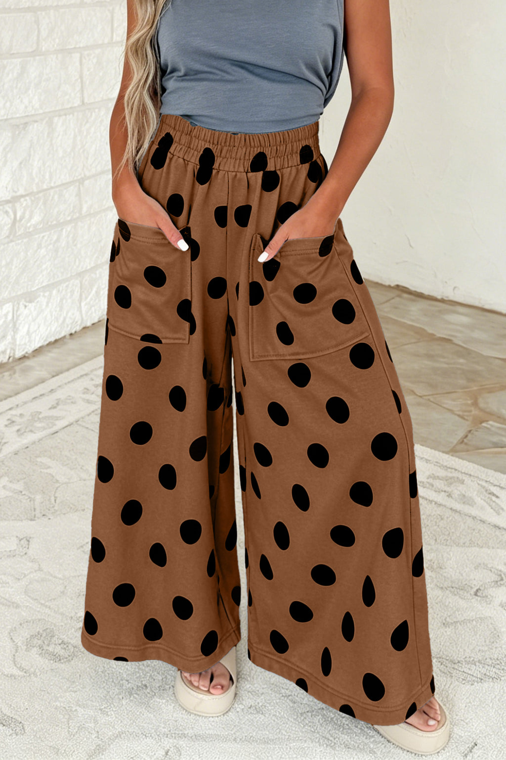 Polka Dot Wide Leg Casual Pants