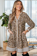Leopard Print and Contrast Striped Mini Dress