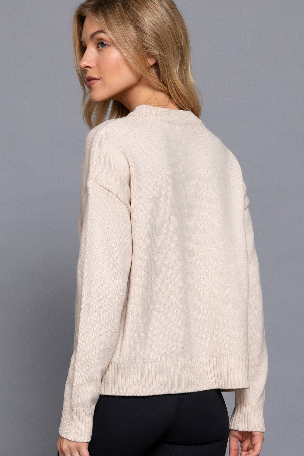 Long Sleeve Crew Neck "NEW YORK" Lettering Sweater Top