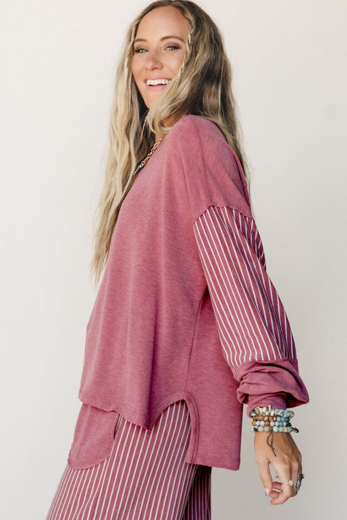 Patchwork Long Sleeve Casual 2 piece set