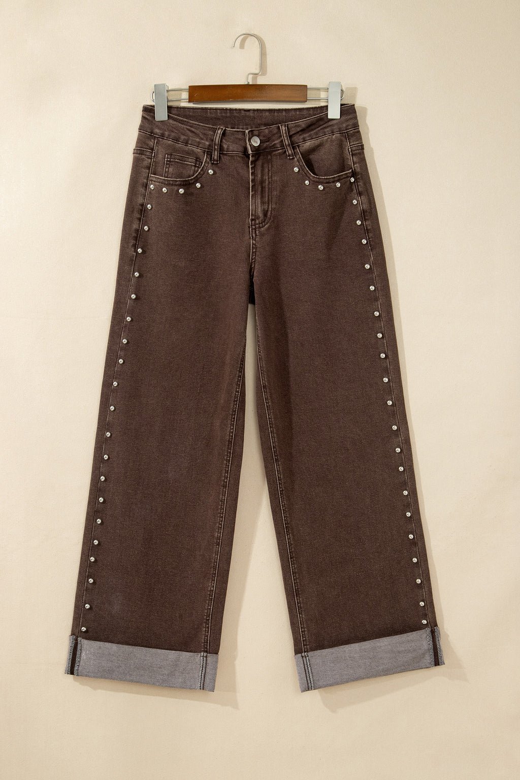Studded Detail Loose Leg Jeans