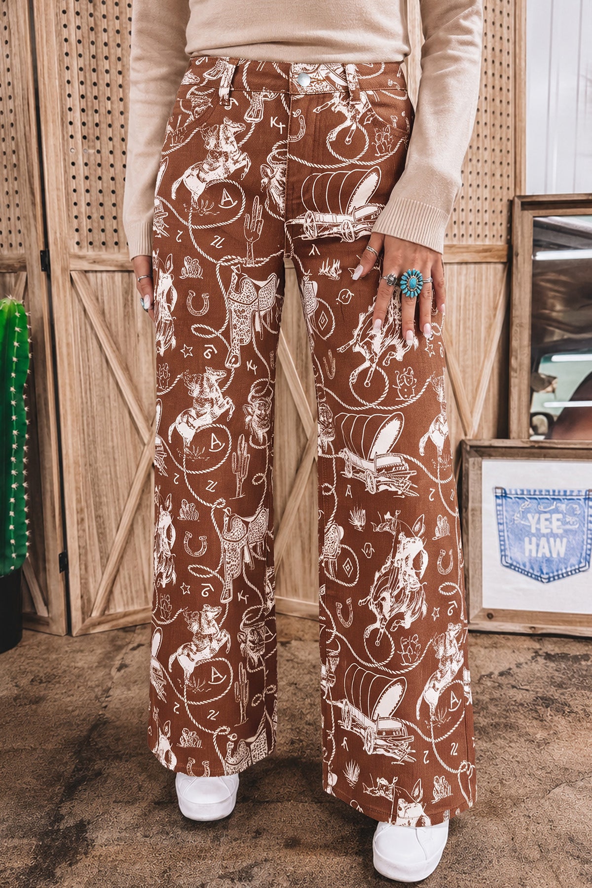 Patchwork Print Jeans