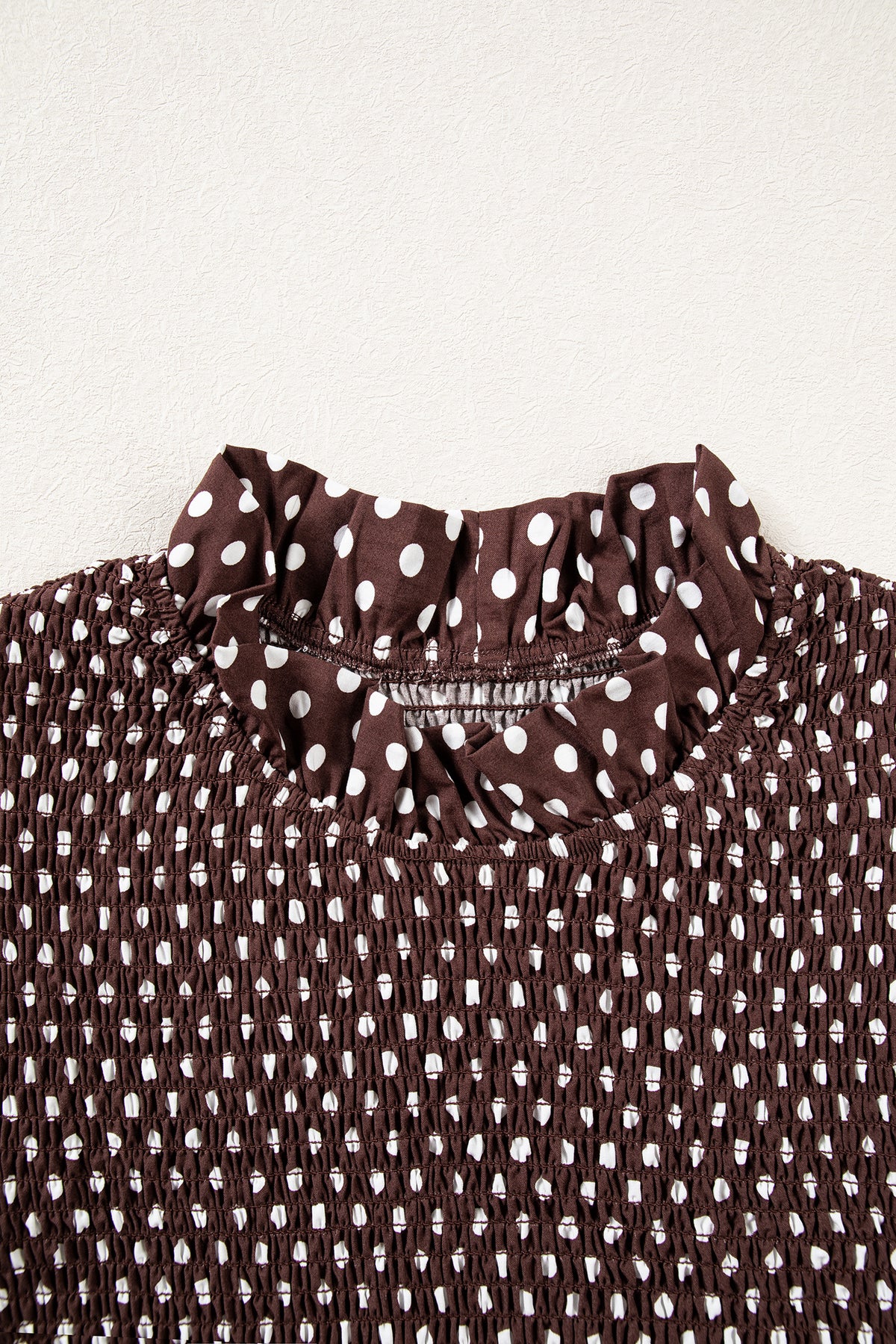 Polka Dot Ruffled High Neck Blouse