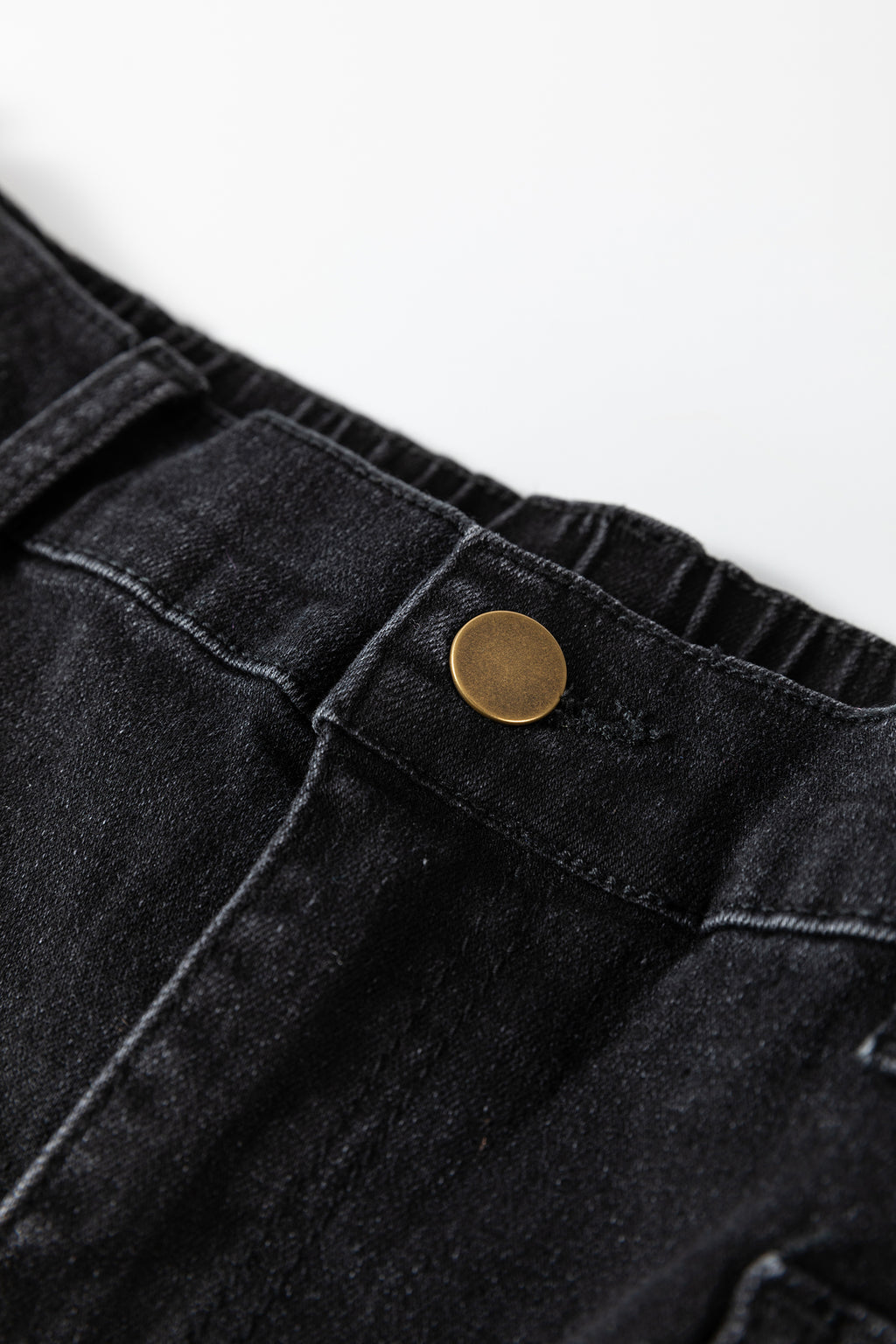 Four Leaf Clover Solid Color Square Patch Pocket Ankle-length Barrel Jeans