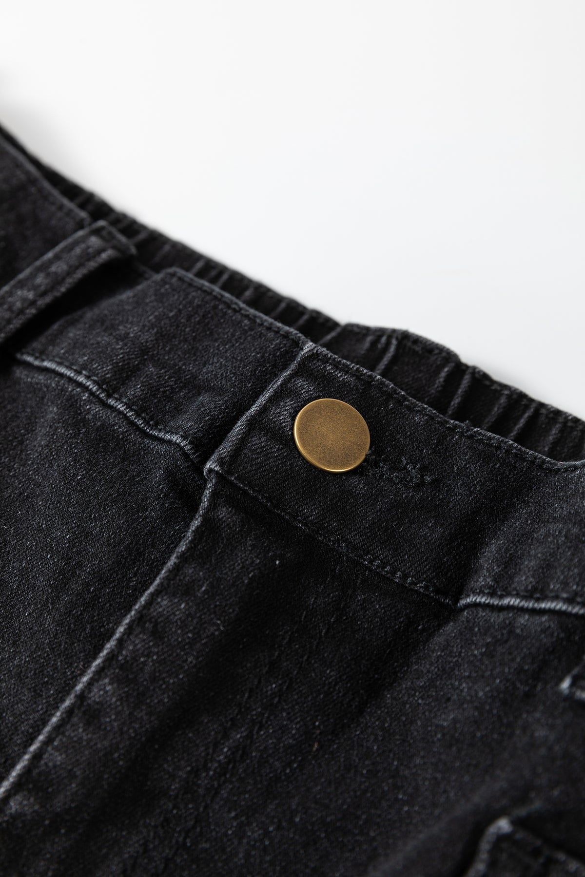 Four Leaf Clover Solid Color Square Patch Pocket Ankle-length Barrel Jeans
