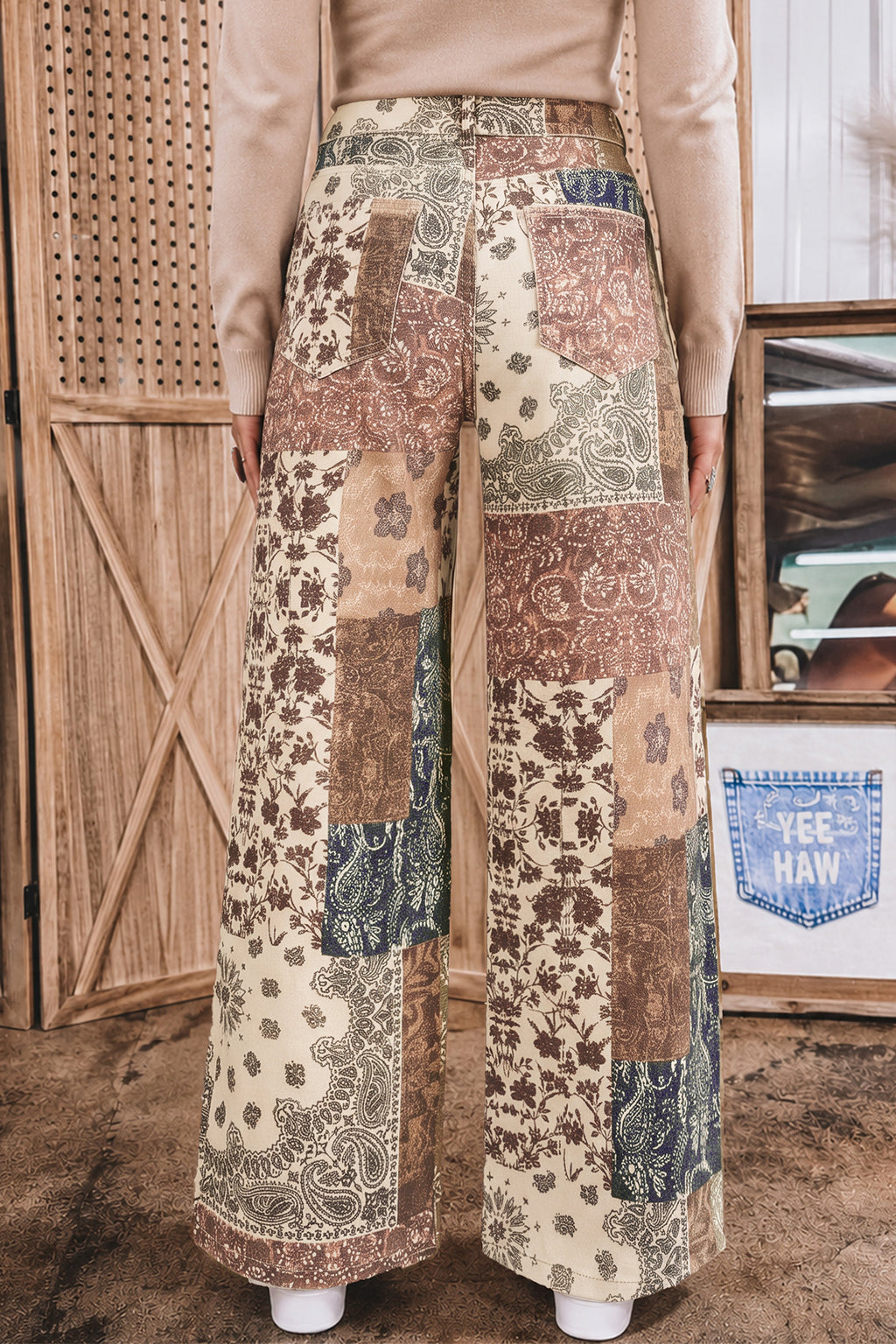Patchwork Print Jeans