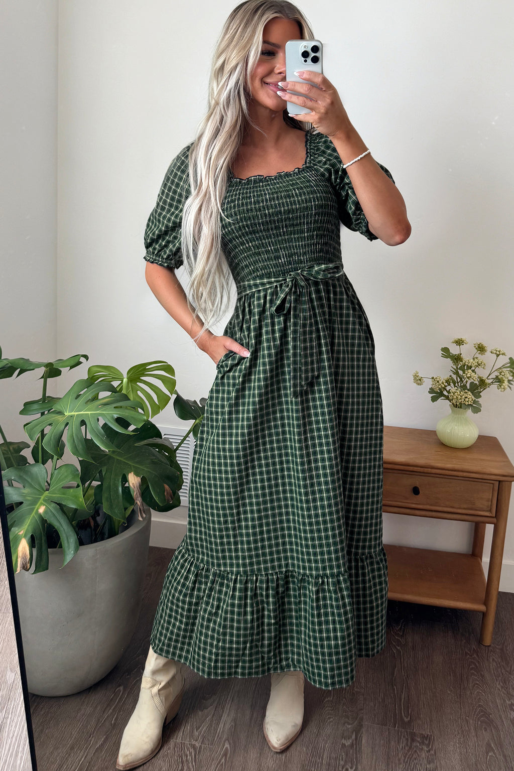 Autumn Plaid Ruffle Hem Dress