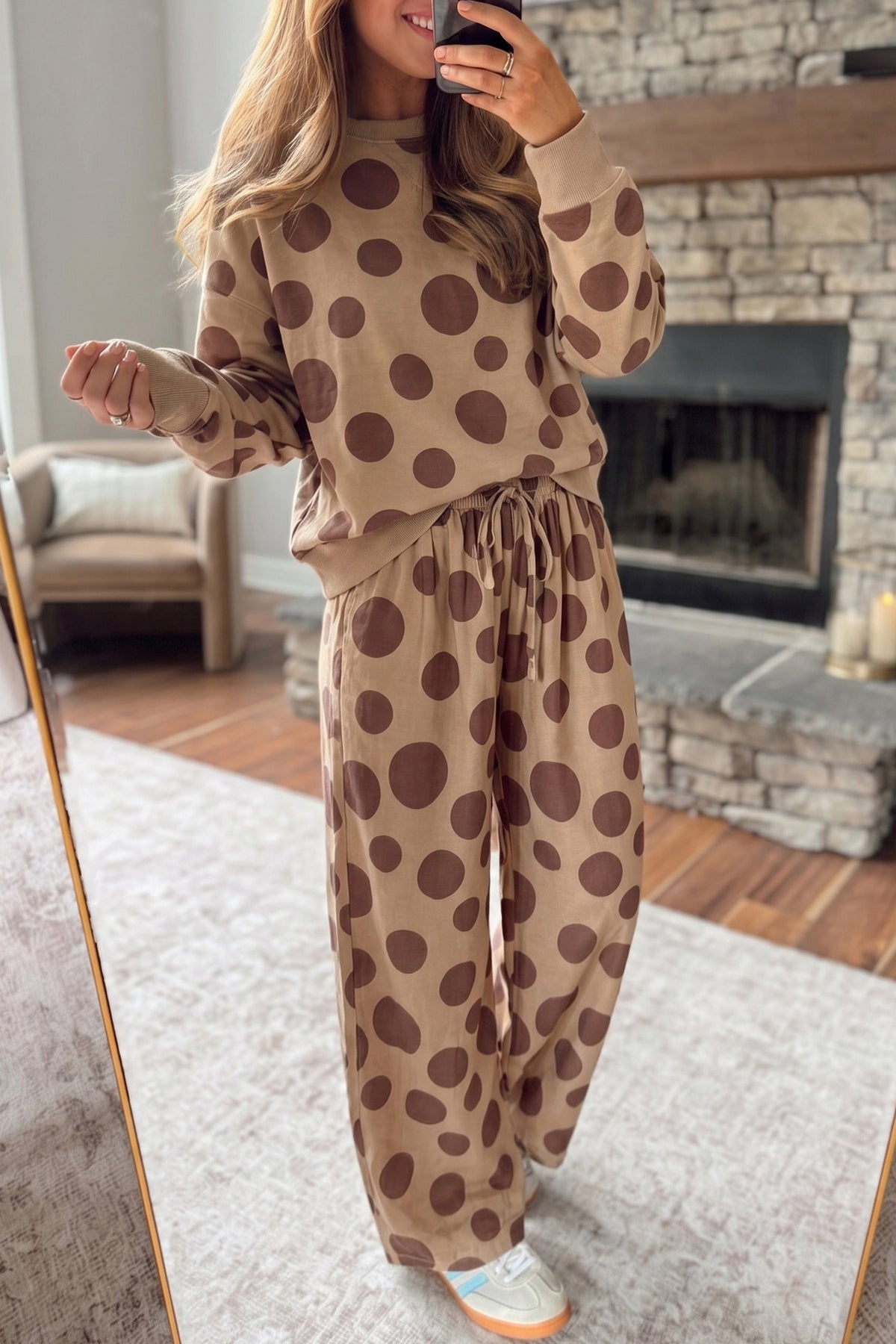 Polka Dot Relaxed Pants Set